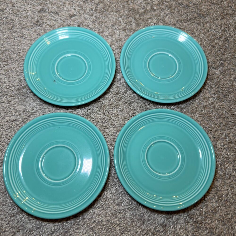 Fiesta Plates Vintage Turquoise Blue 6” Saucer LOT of 4 Lead Free Made in USA